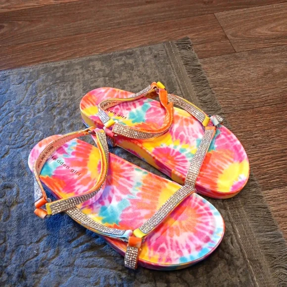 Madden Girl M Royal Sandals Tie Dye Bling Womens Size 4 - Picture 1 of 5